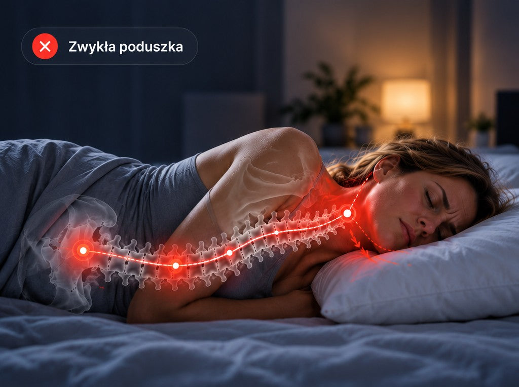 Zwykła poduszka: kręgosłup wygięty w szyi