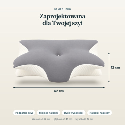 Wymiary poduszki Semedi Pro 62 x 41 x 12 cm